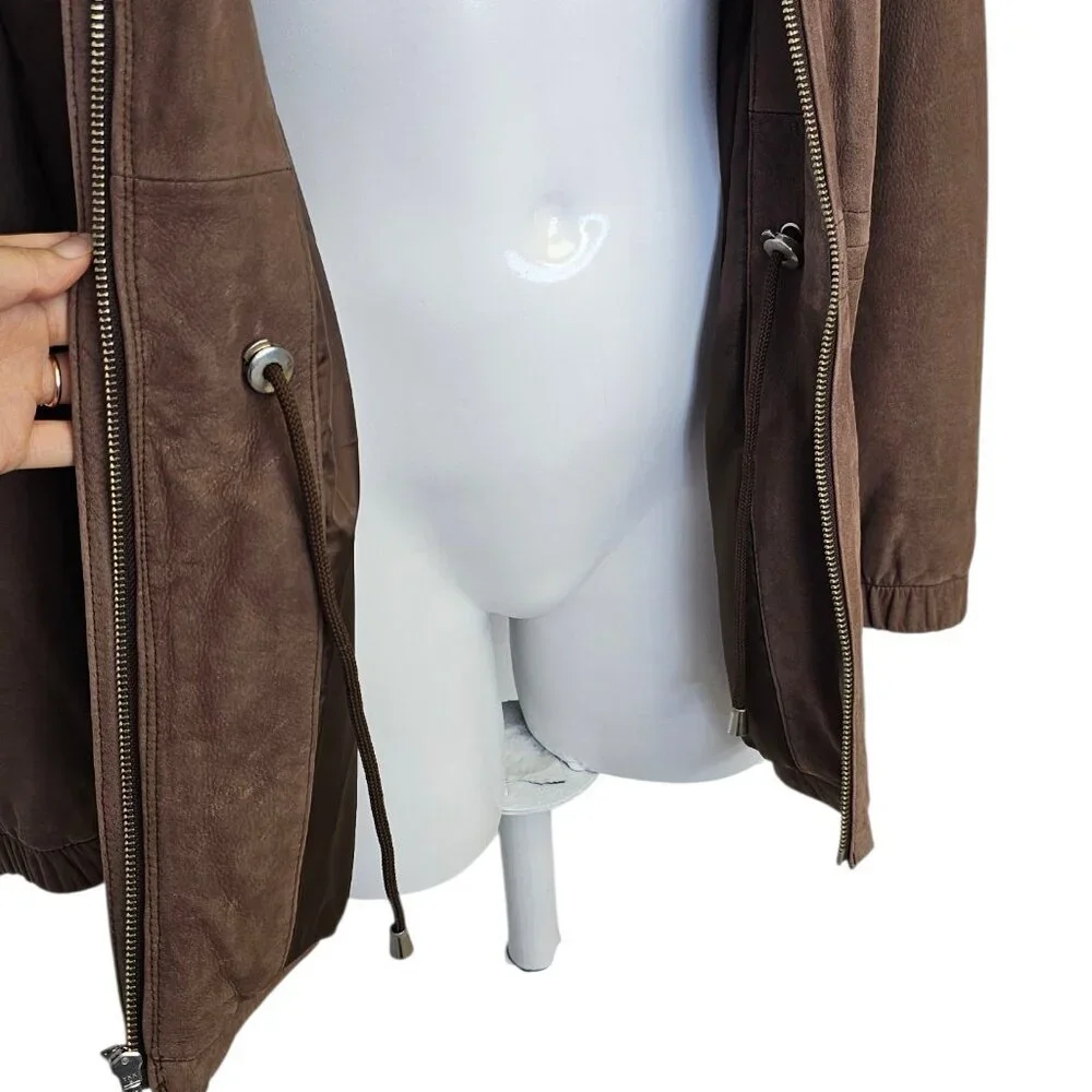 Wilson's Leather Womens Cinch Waist Genuine Leather Jacket, Brown, Full Zip, M - Picture 4 of 8